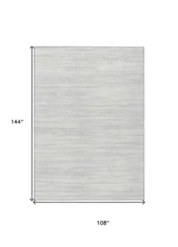 9' X 12' Silver And Ivory Abstract Washable Indoor Outdoor Area Rug