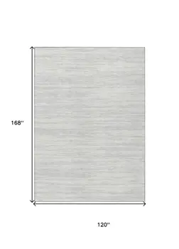 10' X 14' Silver And Ivory Abstract Washable Indoor Outdoor Area Rug