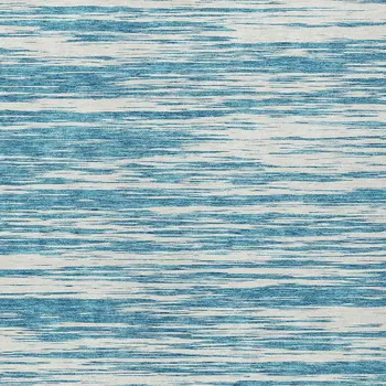 9' X 12' Teal Blue And Ivory Abstract Washable Indoor Outdoor Area Rug