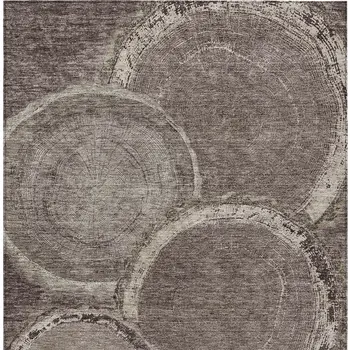 5' X 8' Chocolate And Beige Faux Bois Washable Indoor Outdoor Area Rug