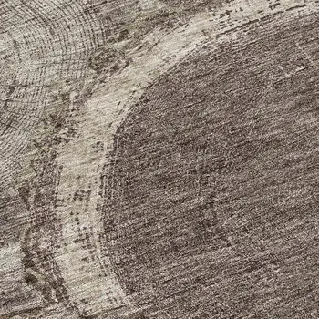 8' Chocolate And Beige Round Faux Bois Washable Indoor Outdoor Area Rug