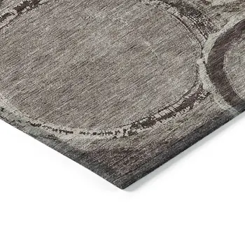 8' X 10' Chocolate And Beige Faux Bois Washable Indoor Outdoor Area Rug