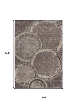 9' X 12' Chocolate And Beige Faux Bois Washable Indoor Outdoor Area Rug