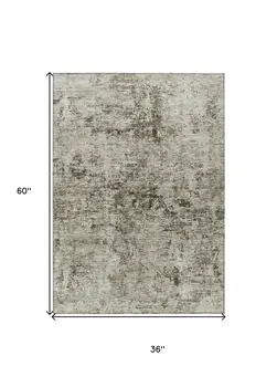 3' X 5' Beige And Taupe Abstract Washable Indoor Outdoor Area Rug