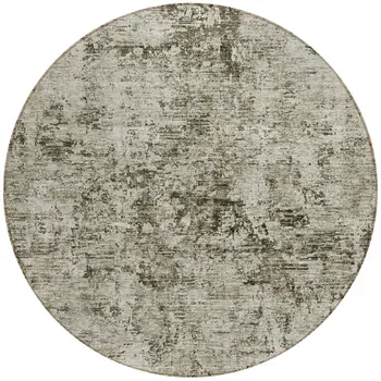 8' Beige And Taupe Round Abstract Washable Indoor Outdoor Area Rug