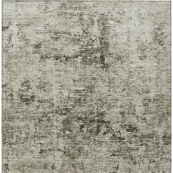 8' X 10' Beige And Taupe Abstract Washable Indoor Outdoor Area Rug
