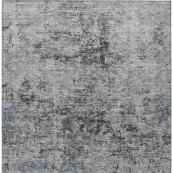 8' X 10' Gray And Silver Abstract Washable Indoor Outdoor Area Rug
