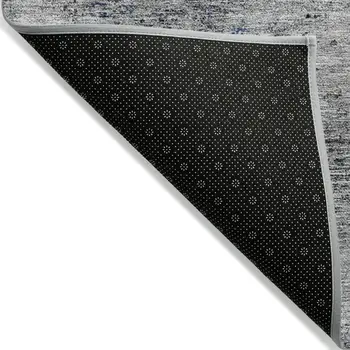 8' X 10' Gray And Silver Abstract Washable Indoor Outdoor Area Rug