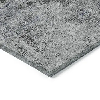 8' X 10' Gray And Silver Abstract Washable Indoor Outdoor Area Rug