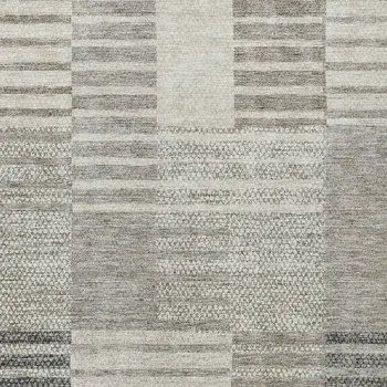 3' X 5' Beige Ivory And Taupe Striped Washable Indoor Outdoor Area Rug
