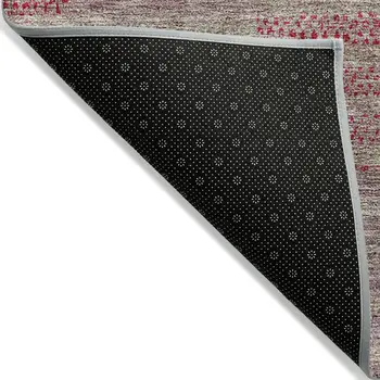 5' X 8' Burgundy Pink And Blush Striped Washable Indoor Outdoor Area Rug