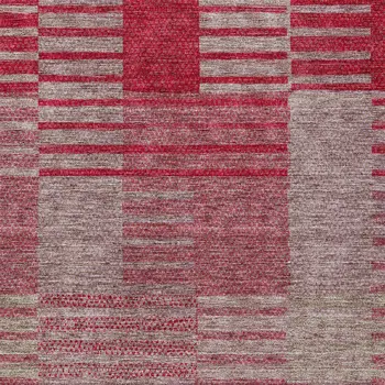 8' X 10' Burgundy Pink And Blush Striped Washable Indoor Outdoor Area Rug