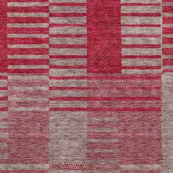 10' X 14' Burgundy Pink And Blush Striped Washable Indoor Outdoor Area Rug