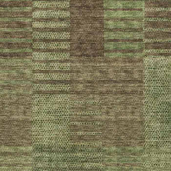 8' X 10' Brown Taupe And Green Striped Washable Indoor Outdoor Area Rug
