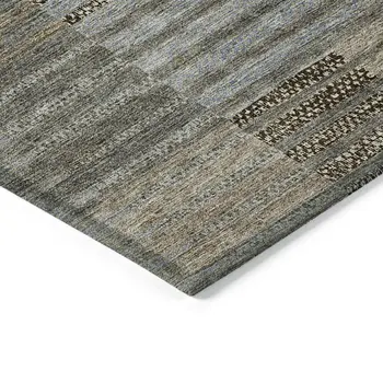 3' X 5' Taupe Brown And Gray Striped Washable Indoor Outdoor Area Rug