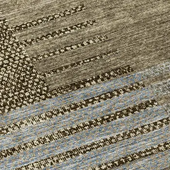 8' Taupe Brown And Gray Round Striped Washable Indoor Outdoor Area Rug