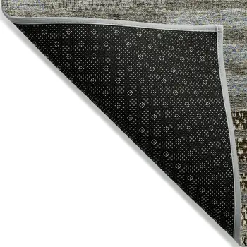 8' X 10' Taupe Brown And Gray Striped Washable Indoor Outdoor Area Rug
