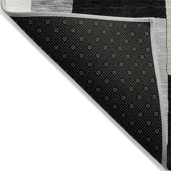 3' X 5' Black Ivory And Beige Geometric Washable Indoor Outdoor Area Rug