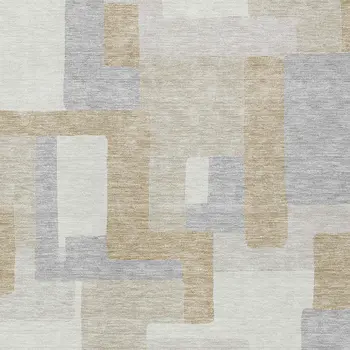 3' X 5' Ivory Beige And Gray Geometric Washable Indoor Outdoor Area Rug