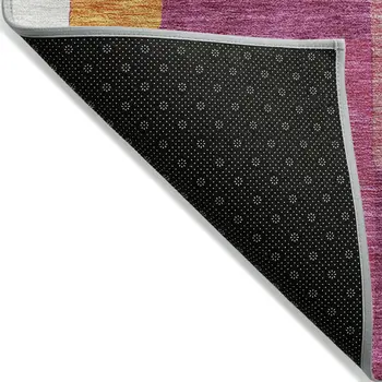 9' X 12' Pink Ivory And Orange Geometric Washable Indoor Outdoor Area Rug