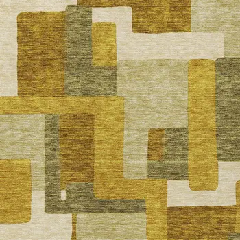 8' X 10' Wheat Ivory And Gold Geometric Washable Indoor Outdoor Area Rug