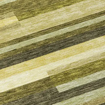 8' Olive Green Ivory And Beige Round Striped Washable Indoor Outdoor Area Rug