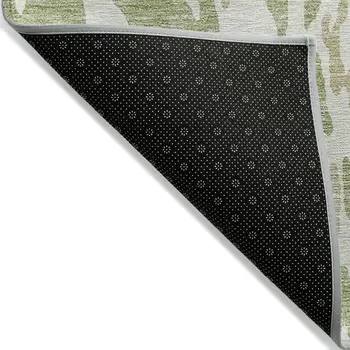 8' X 10' Sage And Ivory Abstract Washable Indoor Outdoor Area Rug