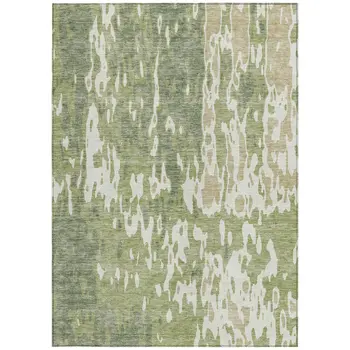 9' X 12' Sage And Ivory Abstract Washable Indoor Outdoor Area Rug