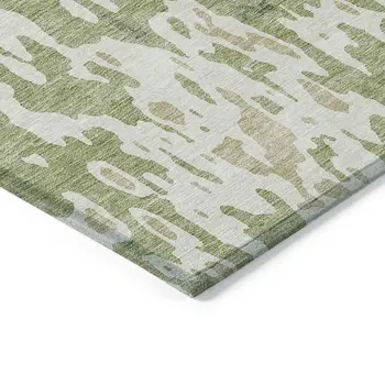 10' X 14' Sage And Ivory Abstract Washable Indoor Outdoor Area Rug