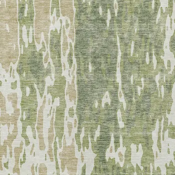 10' X 14' Sage And Ivory Abstract Washable Indoor Outdoor Area Rug