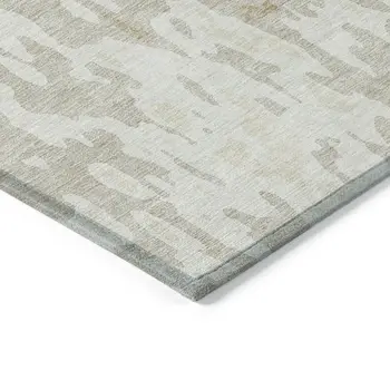 3' X 5' Beige And Ivory Abstract Washable Indoor Outdoor Area Rug