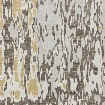 10' X 14' Brown And Ivory Abstract Washable Indoor Outdoor Area Rug