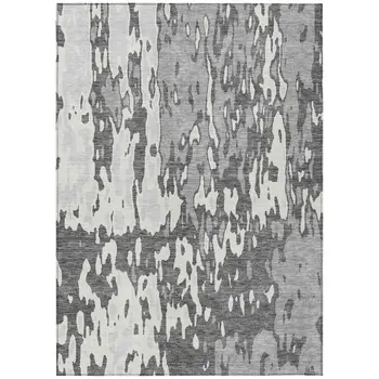 8' X 10' Gray And Ivory Abstract Washable Indoor Outdoor Area Rug