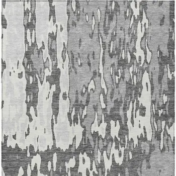 8' X 10' Gray And Ivory Abstract Washable Indoor Outdoor Area Rug