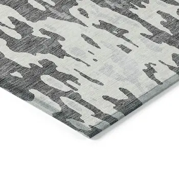 8' X 10' Gray And Ivory Abstract Washable Indoor Outdoor Area Rug