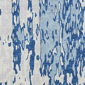 5' X 8' Navy Blue And Ivory Abstract Washable Indoor Outdoor Area Rug