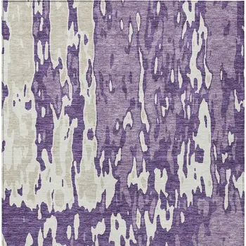 5' X 8' Purple And Ivory Abstract Washable Indoor Outdoor Area Rug