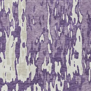 9' X 12' Purple And Ivory Abstract Washable Indoor Outdoor Area Rug