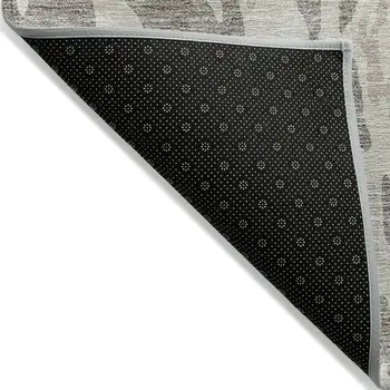 9' X 12' Taupe And Ivory Abstract Washable Indoor Outdoor Area Rug