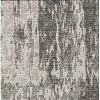10' X 14' Taupe And Ivory Abstract Washable Indoor Outdoor Area Rug
