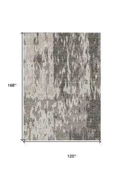 10' X 14' Taupe And Ivory Abstract Washable Indoor Outdoor Area Rug