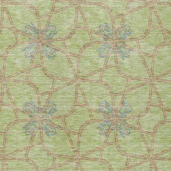 3' X 5' Sage And Blue Geometric Washable Indoor Outdoor Area Rug