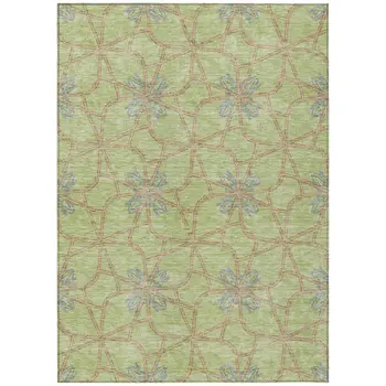 5' X 8' Sage And Blue Geometric Washable Indoor Outdoor Area Rug