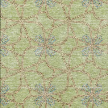 5' X 8' Sage And Blue Geometric Washable Indoor Outdoor Area Rug
