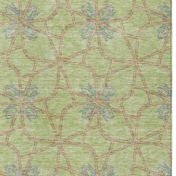 9' X 12' Sage And Blue Geometric Washable Indoor Outdoor Area Rug