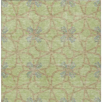 10' X 14' Sage And Blue Geometric Washable Indoor Outdoor Area Rug