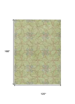 10' X 14' Sage And Blue Geometric Washable Indoor Outdoor Area Rug