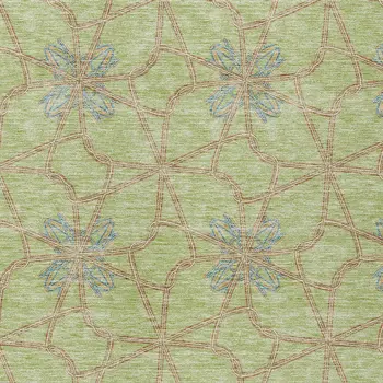 10' X 14' Sage And Blue Geometric Washable Indoor Outdoor Area Rug