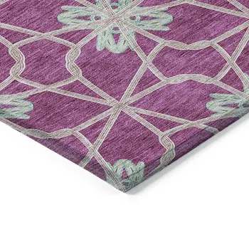 3' X 5' Blush And Aqua Geometric Washable Indoor Outdoor Area Rug
