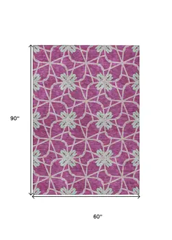 5' X 8' Blush And Aqua Geometric Washable Indoor Outdoor Area Rug